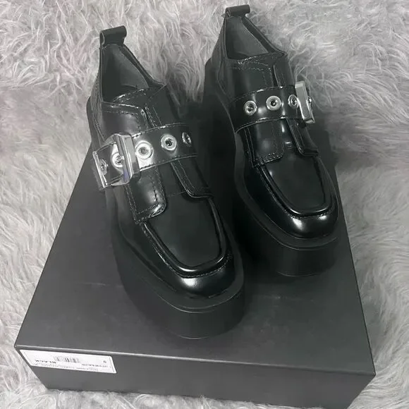 NIB LARROUDÉ Stewart Platform Oxford In Black Leather - Picture 5 of 13